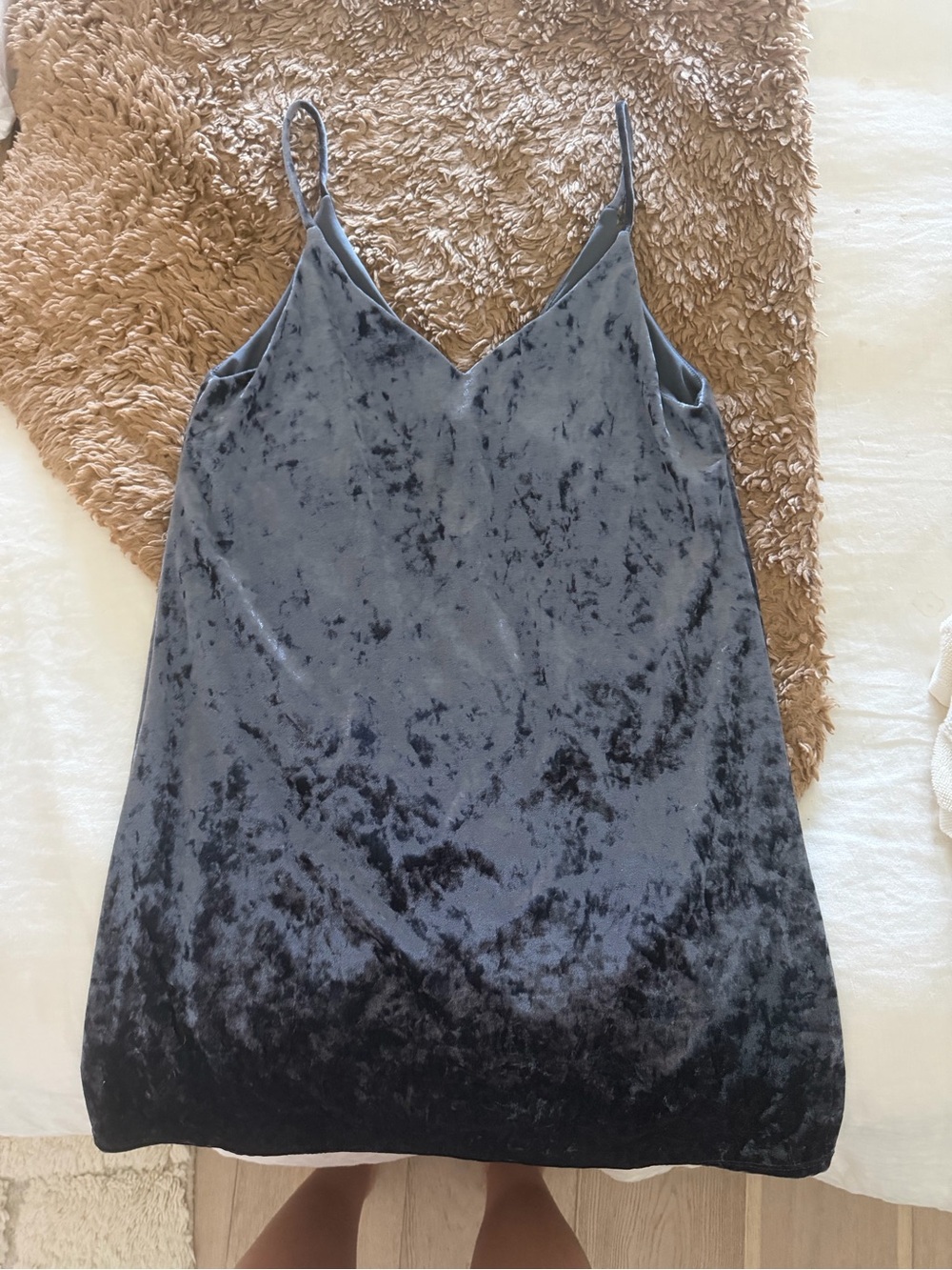 Women's Velvet Cami Slip Dress - dark gray